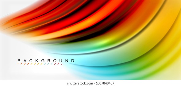 Fondo de color de fluido borroso, líneas de ondas abstractas, mezcla de colores con efectos de luz sobre el fondo de la luz. Ilustración artística vectorial para presentación, fondo de pantalla de aplicación, pancarta o afiches