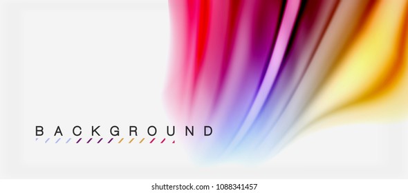 Fondo de color de fluido borroso, líneas de ondas abstractas, mezcla de colores con efectos de luz sobre el fondo de la luz. Ilustración artística vectorial para presentación, fondo de pantalla de aplicación, pancarta o afiches