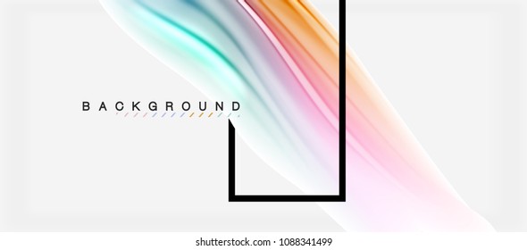 Blurred fluid colors background, abstract waves lines, mixing colours with light effects on light backdrop. Vector artistic illustration for presentation, app wallpaper, banner or posters