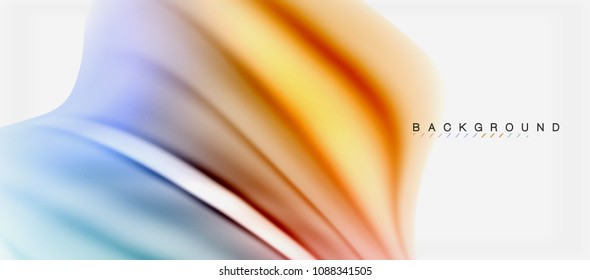 Blurred fluid colors background, abstract waves lines, mixing colours with light effects on light backdrop. Vector artistic illustration for presentation, app wallpaper, banner or posters
