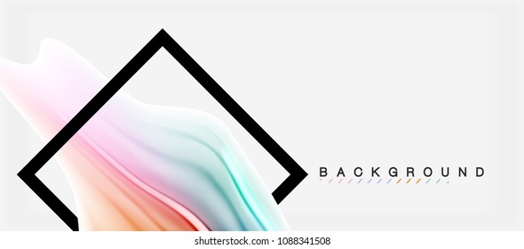 Fondo de color de fluido borroso, líneas de ondas abstractas, mezcla de colores con efectos de luz sobre el fondo de la luz. Ilustración artística vectorial para presentación, fondo de pantalla de aplicación, pancarta o afiches