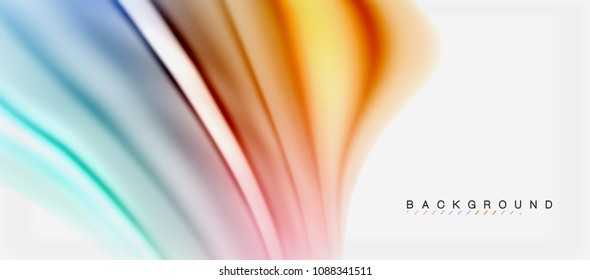 Blurred fluid colors background, abstract waves lines, mixing colours with light effects on light backdrop. Vector artistic illustration for presentation, app wallpaper, banner or posters