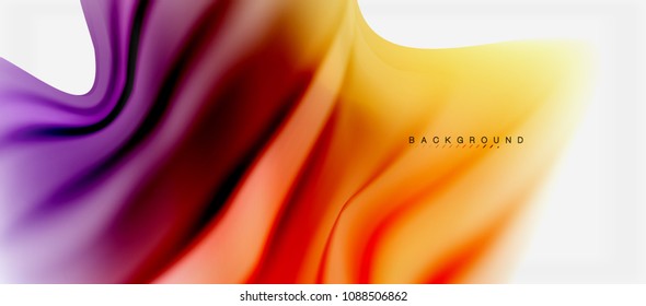 Fondo de color de fluido borroso, líneas de ondas abstractas, mezcla de colores con efectos de luz sobre el fondo de la luz. Ilustración artística vectorial para presentación, fondo de pantalla de aplicación, pancarta o afiches