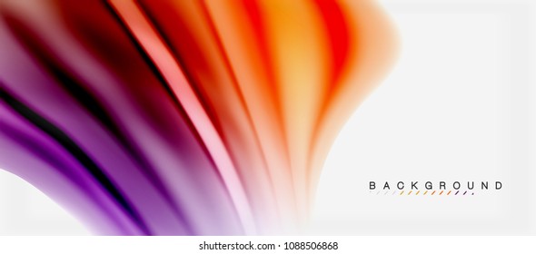 Blurred fluid colors background, abstract waves lines, mixing colours with light effects on light backdrop. Vector artistic illustration for presentation, app wallpaper, banner or posters