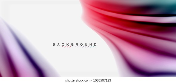 Blurred fluid colors background, abstract waves lines, mixing colours with light effects on light backdrop. Vector artistic illustration for presentation, app wallpaper, banner or posters