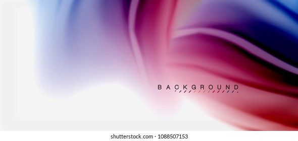Blurred fluid colors background, abstract waves lines, mixing colours with light effects on light backdrop. Vector artistic illustration for presentation, app wallpaper, banner or posters