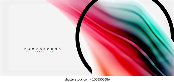 Fondo de color de fluido borroso, líneas de ondas abstractas, mezcla de colores con efectos de luz sobre el fondo de la luz. Ilustración artística vectorial para presentación, fondo de pantalla de aplicación, pancarta o afiches