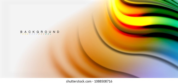 Blurred fluid colors background, abstract waves lines, mixing colours with light effects on light backdrop. Vector artistic illustration for presentation, app wallpaper, banner or posters