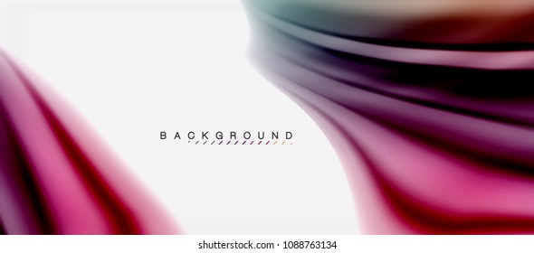 Blurred fluid colors background, abstract waves lines, mixing colours with light effects on light backdrop. Vector artistic illustration for presentation, app wallpaper, banner or posters