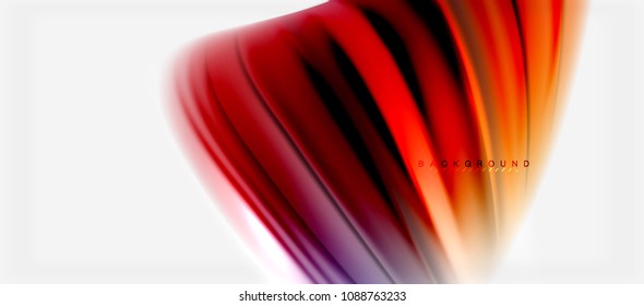 Fondo de color de fluido borroso, líneas de ondas abstractas, mezcla de colores con efectos de luz sobre el fondo de la luz. Ilustración artística vectorial para presentación, fondo de pantalla de aplicación, pancarta o afiches
