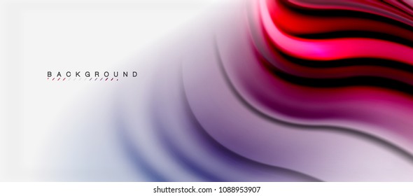 Fondo de color de fluido borroso, líneas de ondas abstractas, mezcla de colores con efectos de luz sobre el fondo de la luz. Ilustración artística vectorial para presentación, fondo de pantalla de aplicación, pancarta o afiches