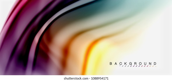 Blurred fluid colors background, abstract waves lines, mixing colours with light effects on light backdrop. Vector artistic illustration for presentation, app wallpaper, banner or posters
