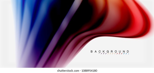 Fondo de color de fluido borroso, líneas de ondas abstractas, mezcla de colores con efectos de luz sobre el fondo de la luz. Ilustración artística vectorial para presentación, fondo de pantalla de aplicación, pancarta o afiches