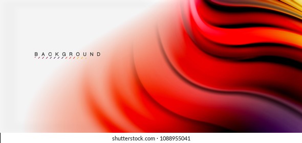Blurred fluid colors background, abstract waves lines, mixing colours with light effects on light backdrop. Vector artistic illustration for presentation, app wallpaper, banner or posters