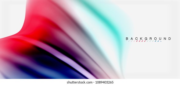 Blurred fluid colors background, abstract waves lines, mixing colours with light effects on light backdrop. Vector artistic illustration for presentation, app wallpaper, banner or posters