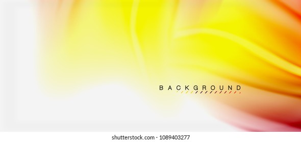 Blurred fluid colors background, abstract waves lines, mixing colours with light effects on light backdrop. Vector artistic illustration for presentation, app wallpaper, banner or posters