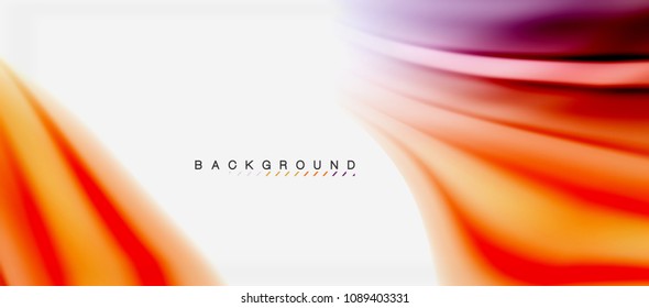 Fondo de color de fluido borroso, líneas de ondas abstractas, mezcla de colores con efectos de luz sobre el fondo de la luz. Ilustración artística vectorial para presentación, fondo de pantalla de aplicación, pancarta o afiches