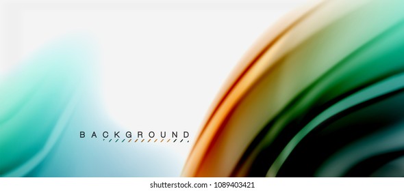 Blurred fluid colors background, abstract waves lines, mixing colours with light effects on light backdrop. Vector artistic illustration for presentation, app wallpaper, banner or posters