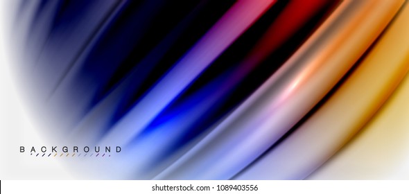 Blurred fluid colors background, abstract waves lines, mixing colours with light effects on light backdrop. Vector artistic illustration for presentation, app wallpaper, banner or posters