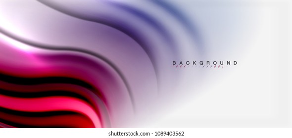 Fondo de color de fluido borroso, líneas de ondas abstractas, mezcla de colores con efectos de luz sobre el fondo de la luz. Ilustración artística vectorial para presentación, fondo de pantalla de aplicación, pancarta o afiches