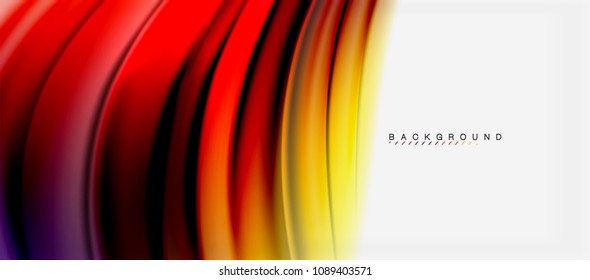 Blurred fluid colors background, abstract waves lines, mixing colours with light effects on light backdrop. Vector artistic illustration for presentation, app wallpaper, banner or posters