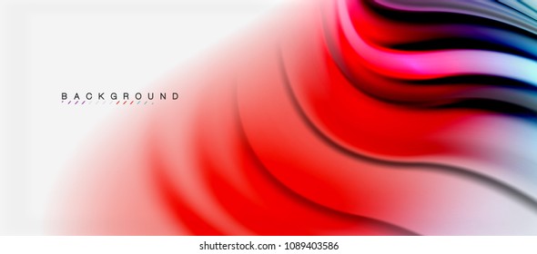 Blurred fluid colors background, abstract waves lines, mixing colours with light effects on light backdrop. Vector artistic illustration for presentation, app wallpaper, banner or posters