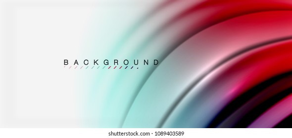 Blurred fluid colors background, abstract waves lines, mixing colours with light effects on light backdrop. Vector artistic illustration for presentation, app wallpaper, banner or posters