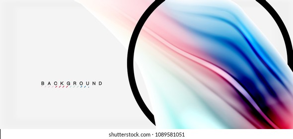 Blurred fluid colors background, abstract waves lines, mixing colours with light effects on light backdrop. Vector artistic illustration for presentation, app wallpaper, banner or posters