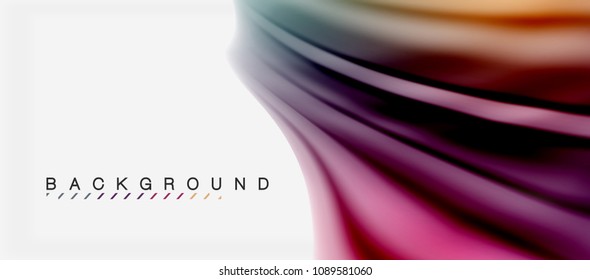 Blurred fluid colors background, abstract waves lines, mixing colours with light effects on light backdrop. Vector artistic illustration for presentation, app wallpaper, banner or posters
