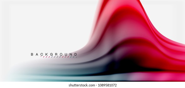 Fondo de color de fluido borroso, líneas de ondas abstractas, mezcla de colores con efectos de luz sobre el fondo de la luz. Ilustración artística vectorial para presentación, fondo de pantalla de aplicación, pancarta o afiches