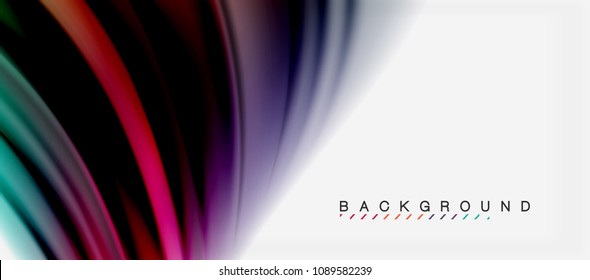 Blurred fluid colors background, abstract waves lines, mixing colours with light effects on light backdrop. Vector artistic illustration for presentation, app wallpaper, banner or posters