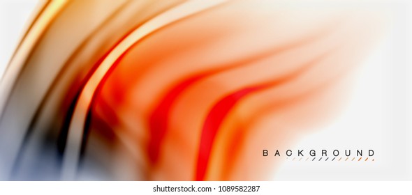 Blurred fluid colors background, abstract waves lines, mixing colours with light effects on light backdrop. Vector artistic illustration for presentation, app wallpaper, banner or posters