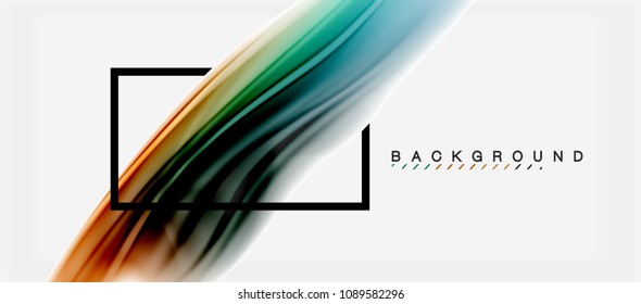 Blurred fluid colors background, abstract waves lines, mixing colours with light effects on light backdrop. Vector artistic illustration for presentation, app wallpaper, banner or posters