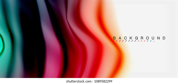 Blurred fluid colors background, abstract waves lines, mixing colours with light effects on light backdrop. Vector artistic illustration for presentation, app wallpaper, banner or posters