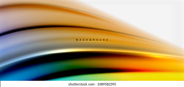 Blurred fluid colors background, abstract waves lines, mixing colours with light effects on light backdrop. Vector artistic illustration for presentation, app wallpaper, banner or posters
