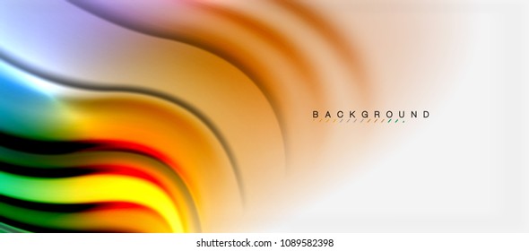 Blurred fluid colors background, abstract waves lines, mixing colours with light effects on light backdrop. Vector artistic illustration for presentation, app wallpaper, banner or posters