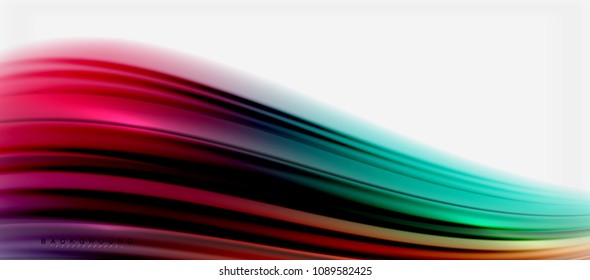 Fondo de color de fluido borroso, líneas de ondas abstractas, mezcla de colores con efectos de luz sobre el fondo de la luz. Ilustración artística vectorial para presentación, fondo de pantalla de aplicación, pancarta o afiches