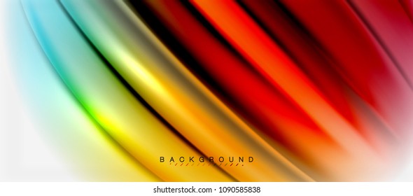 Blurred fluid colors background, abstract waves lines, mixing colours with light effects on light backdrop. Vector artistic illustration for presentation, app wallpaper, banner or posters
