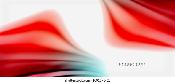 Blurred fluid colors background, abstract waves lines, mixing colours with light effects on light backdrop. Vector artistic illustration for presentation, app wallpaper, banner or posters