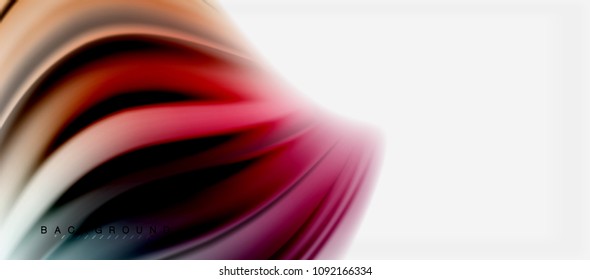 Blurred fluid colors background, abstract waves lines, mixing colours with light effects on light backdrop. Vector artistic illustration for presentation, app wallpaper, banner or posters