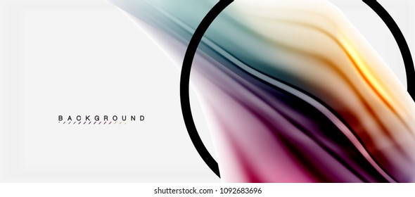 Fondo de color de fluido borroso, líneas de ondas abstractas, mezcla de colores con efectos de luz sobre el fondo de la luz. Ilustración artística vectorial para presentación, fondo de pantalla de aplicación, pancarta o afiches