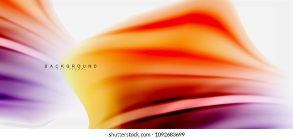 Blurred fluid colors background, abstract waves lines, mixing colours with light effects on light backdrop. Vector artistic illustration for presentation, app wallpaper, banner or posters