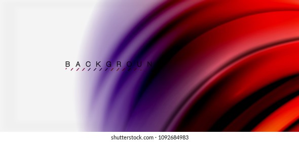 Fondo de color de fluido borroso, líneas de ondas abstractas, mezcla de colores con efectos de luz sobre el fondo de la luz. Ilustración artística vectorial para presentación, fondo de pantalla de aplicación, pancarta o afiches