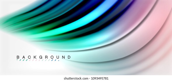 Blurred fluid colors background, abstract waves lines, mixing colours with light effects on light backdrop. Vector artistic illustration for presentation, app wallpaper, banner or posters