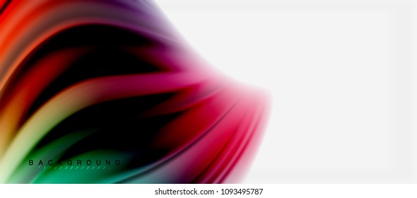 Blurred fluid colors background, abstract waves lines, mixing colours with light effects on light backdrop. Vector artistic illustration for presentation, app wallpaper, banner or posters