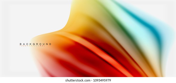 Fondo de color de fluido borroso, líneas de ondas abstractas, mezcla de colores con efectos de luz sobre el fondo de la luz. Ilustración artística vectorial para presentación, fondo de pantalla de aplicación, pancarta o afiches