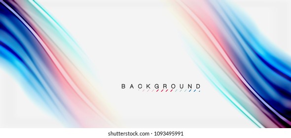 Blurred fluid colors background, abstract waves lines, mixing colours with light effects on light backdrop. Vector artistic illustration for presentation, app wallpaper, banner or posters