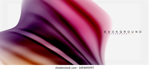 Blurred fluid colors background, abstract waves lines, mixing colours with light effects on light backdrop. Vector artistic illustration for presentation, app wallpaper, banner or posters