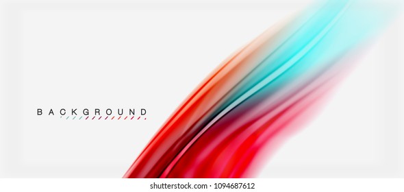 Blurred fluid colors background, abstract waves lines, mixing colours with light effects on light backdrop. Vector artistic illustration for presentation, app wallpaper, banner or posters