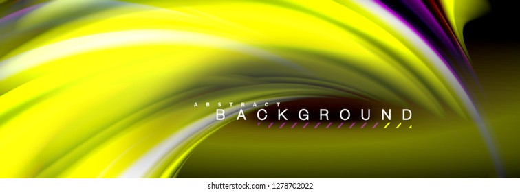 Blurred fluid colors background, abstract waves lines, mixing colours with light effects on light backdrop. Artistic illustration for presentation, app wallpaper, banner or posters